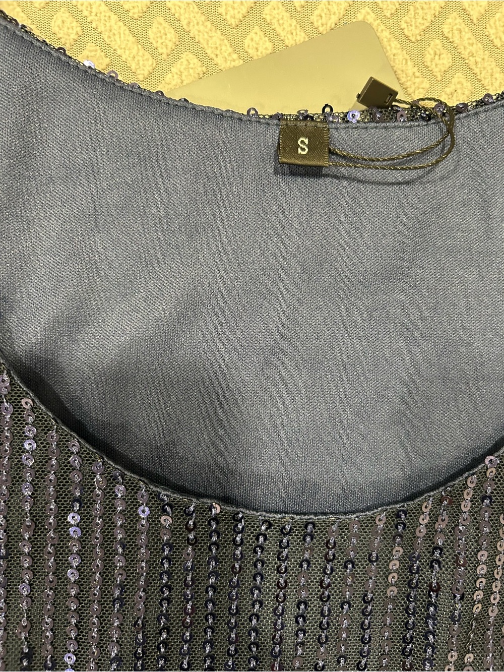 Navy Sequin Flutter Sleeve Top - Picture 3 of 7